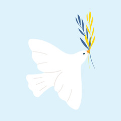 Peace dove on a blue background Vector illustration.