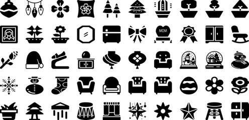 Decor Icon Set Isolated Silhouette Solid Icons With Design, Decor, Home, Line, Icon, Symbol, Set Infographic Simple Vector Illustration