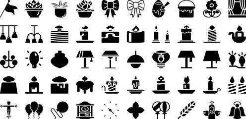 Decor Icon Set Isolated Silhouette Solid Icons With Set, Icon, Design, Home, Decor, Symbol, Line Infographic Simple Vector Illustration