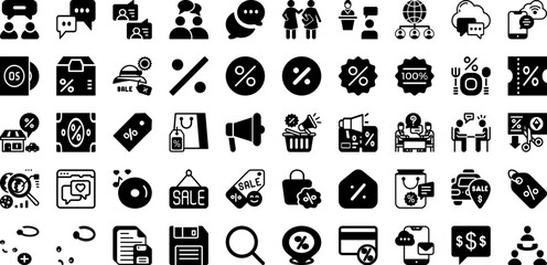 Disc Icon Set Isolated Silhouette Solid Icons With Sound, Technology, Illustration, Disc, Symbol, Icon, Vector Infographic Simple Vector Illustration