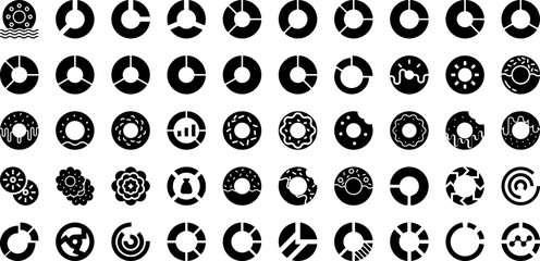 Donut Icon Set Isolated Silhouette Solid Icons With Vector, Donut, Dessert, Icon, Snack, Cake, Food Infographic Simple Vector Illustration