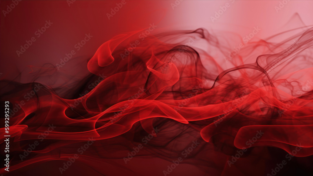 Poster abstract red smoke on black background. fantasy fractal design. digital art. 3d rendering. generativ