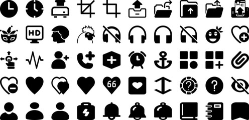 Face Icon Set Isolated Silhouette Solid Icons With Vector, Face, Icon, Isolated, Set, Symbol, Illustration Infographic Simple Vector Illustration