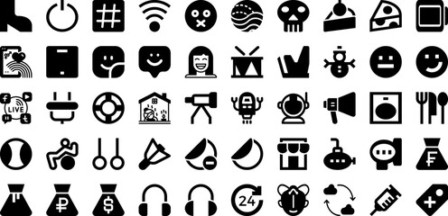 Face Icon Set Isolated Silhouette Solid Icons With Illustration, Icon, Vector, Set, Symbol, Isolated, Face Infographic Simple Vector Illustration