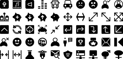 Face Icon Set Isolated Silhouette Solid Icons With Symbol, Isolated, Icon, Vector, Illustration, Face, Set Infographic Simple Vector Illustration