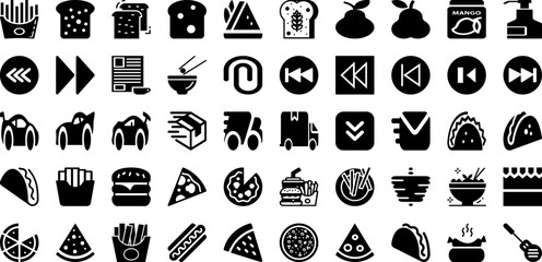 Fast Icon Set Isolated Silhouette Solid Icons With Fast, Symbol, Outline, Line, Icon, Speed, Time Infographic Simple Vector Illustration
