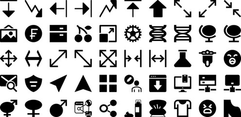 Face Icon Set Isolated Silhouette Solid Icons With Symbol, Illustration, Isolated, Set, Vector, Face, Icon Infographic Simple Vector Illustration