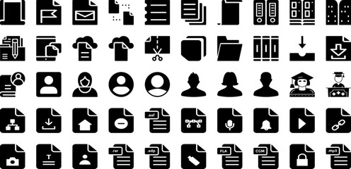 File Icon Set Isolated Silhouette Solid Icons With Vector, Icon, Sign, Business, Set, File, Document Infographic Simple Vector Illustration