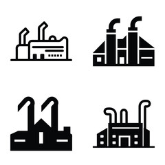 Obraz premium Factory Flat Icon Set Isolated On White Background