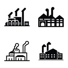 Obraz premium Factory Flat Icon Set Isolated On White Background