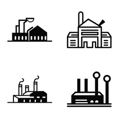 Obraz premium Factory Flat Icon Set Isolated On White Background