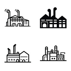 Obraz premium Factory Flat Icon Set Isolated On White Background