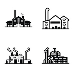 Fototapeta premium Factory Flat Icon Set Isolated On White Background