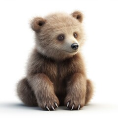 Fototapeta premium animal, bear, baby,, isolated, kitten, mammal, pet, ferret, white background, white, raccoon, sitting, domestic, fur, isolated on white, young, wildlife, polecat, feline, nature, brown, baby, looking,