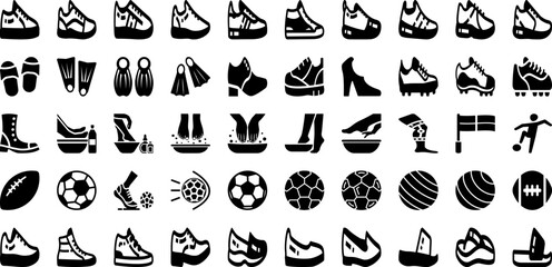 Foot Icon Set Isolated Silhouette Solid Icons With Icon, Illustration, Vector, Foot, Sign, Symbol, Silhouette Infographic Simple Vector Illustration