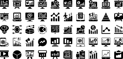 Graph Icon Set Isolated Silhouette Solid Icons With Diagram, Vector, Data, Graph, Icon, Business, Chart Infographic Simple Vector Illustration
