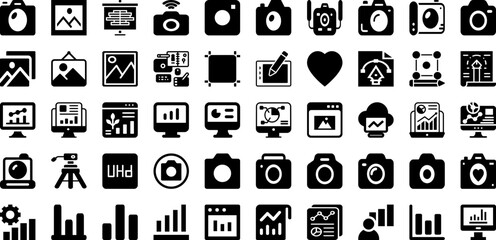 Graph Icon Set Isolated Silhouette Solid Icons With Data, Diagram, Vector, Icon, Business, Chart, Graph Infographic Simple Vector Illustration