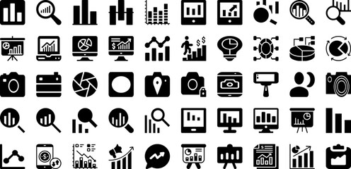 Graph Icon Set Isolated Silhouette Solid Icons With Diagram, Vector, Graph, Icon, Data, Chart, Business Infographic Simple Vector Illustration