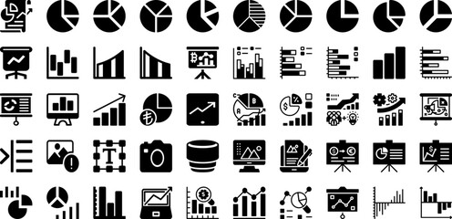 Graph Icon Set Isolated Silhouette Solid Icons With Icon, Chart, Vector, Diagram, Data, Business, Graph Infographic Simple Vector Illustration
