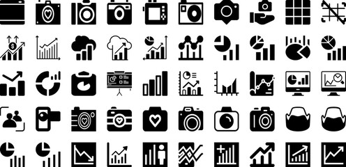 Graph Icon Set Isolated Silhouette Solid Icons With Diagram, Icon, Chart, Business, Graph, Vector, Data Infographic Simple Vector Illustration