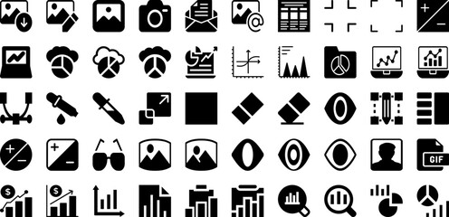 Graph Icon Set Isolated Silhouette Solid Icons With Data, Business, Graph, Chart, Diagram, Icon, Vector Infographic Simple Vector Illustration
