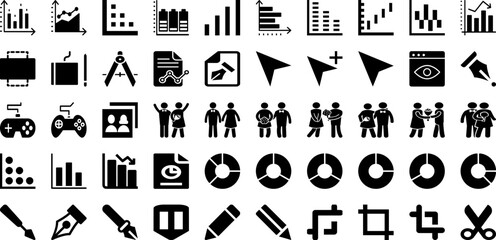 Graph Icon Set Isolated Silhouette Solid Icons With Data, Vector, Graph, Business, Chart, Icon, Diagram Infographic Simple Vector Illustration
