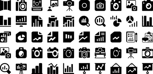 Graph Icon Set Isolated Silhouette Solid Icons With Diagram, Data, Graph, Chart, Icon, Vector, Business Infographic Simple Vector Illustration