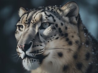 Naklejka na ściany i meble Stunning Snow Leopard Portrait, AI Generated
