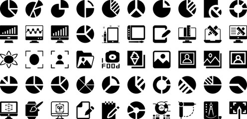 Graph Icon Set Isolated Silhouette Solid Icons With Data, Diagram, Icon, Vector, Graph, Chart, Business Infographic Simple Vector Illustration