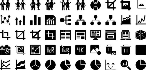 Graph Icon Set Isolated Silhouette Solid Icons With Vector, Chart, Diagram, Icon, Business, Graph, Data Infographic Simple Vector Illustration