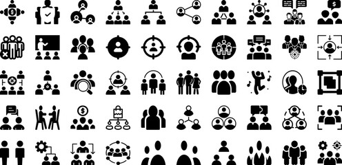 Group Icon Set Isolated Silhouette Solid Icons With Team, Group, Icon, People, Teamwork, Line, Business Infographic Simple Vector Illustration