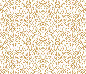 Elegant Damask Floral Vector Seamless Pattern. Decorative Flower Illustration. Abstract Art Deco Background. - 599298200