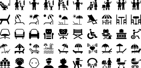 Hair Icon Set Isolated Silhouette Solid Icons With Icon, Care, Beauty, Treatment, Hair, Vector, Skin Infographic Simple Vector Illustration