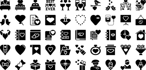 Heart Icon Set Isolated Silhouette Solid Icons With Symbol, Icon, Vector, Love, Set, Heart, Illustration Infographic Simple Vector Illustration