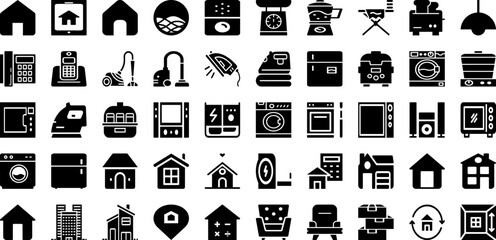 Home Icon Set Isolated Silhouette Solid Icons With Icon, Business, Symbol, Vector, Home, House, Sign Infographic Simple Vector Illustration