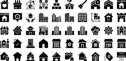 Home Icon Set Isolated Silhouette Solid Icons With Icon, Sign, House, Symbol, Vector, Home, Business Infographic Simple Vector Illustration