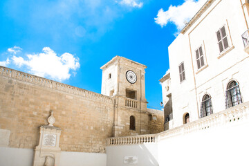 Old church tower in Victoria, Gozo, Malta stock photo