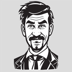 Man face icon with beard variation silhouette vector illustration. isolated on white background.