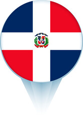 Obraz premium Map pointer with flag of Dominican Republic.