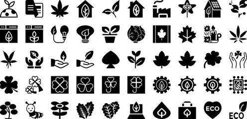 Leaf Icon Set Isolated Silhouette Solid Icons With Sign, Icon, Organic, Vector, Plant, Eco, Leaf Infographic Simple Vector Illustration