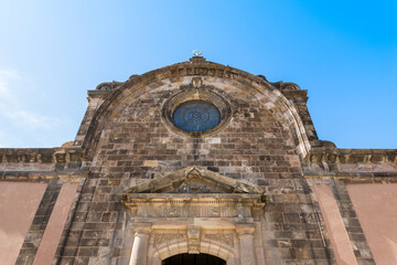 Fototapeta na wymiar A detailed view of the facade of the Citadel Military Church, Barcelona, Spain