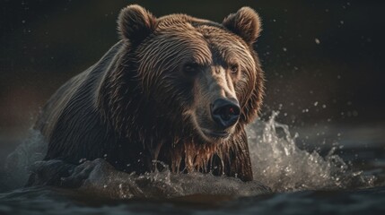 Obraz na płótnie Canvas Captivating Wild Bear Encounter - AI Generated