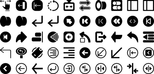 Left Icon Set Isolated Silhouette Solid Icons With Arrow, Symbol, Icon, Left, Line, Vector, Right Infographic Simple Vector Illustration