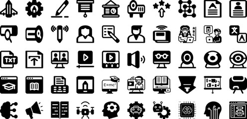 Learn Icon Set Isolated Silhouette Solid Icons With Vector, Learning, Illustration, Online, Education, Icon, Set Infographic Simple Vector Illustration