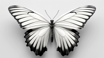 Beautiful white and black butterfly isolated on white background.