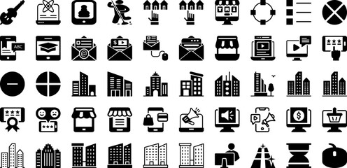 Line Icon Set Isolated Silhouette Solid Icons With Icon, Vector, Line, Set, Thin, Business, Outline Infographic Simple Vector Illustration