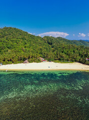 Aerial of Hinugtan Beach in the town of Buruanga in the province of Aklan, Philippines.