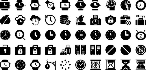 Lock Icon Set Isolated Silhouette Solid Icons With Lock, Safety, Password, Safe, Icon, Protection, Security Infographic Simple Vector Illustration