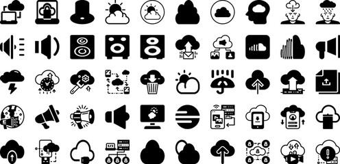 Loud Icon Set Isolated Silhouette Solid Icons With Sound, Loudspeaker, Speaker, Vector, Icon, Loud, Megaphone Infographic Simple Vector Illustration