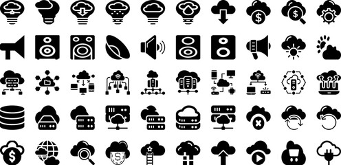 Fototapeta na wymiar Loud Icon Set Isolated Silhouette Solid Icons With Megaphone, Loud, Loudspeaker, Sound, Speaker, Vector, Icon Infographic Simple Vector Illustration